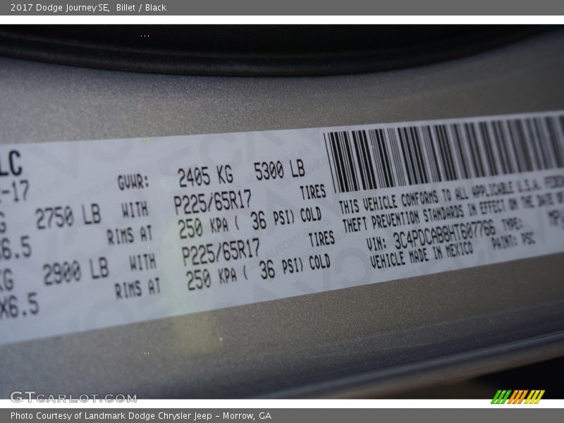 Billet / Black 2017 Dodge Journey SE