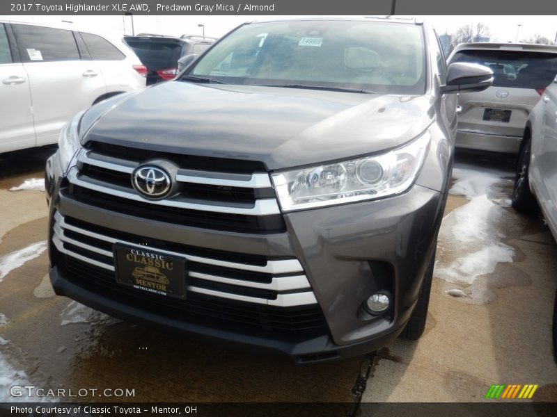 Predawn Gray Mica / Almond 2017 Toyota Highlander XLE AWD