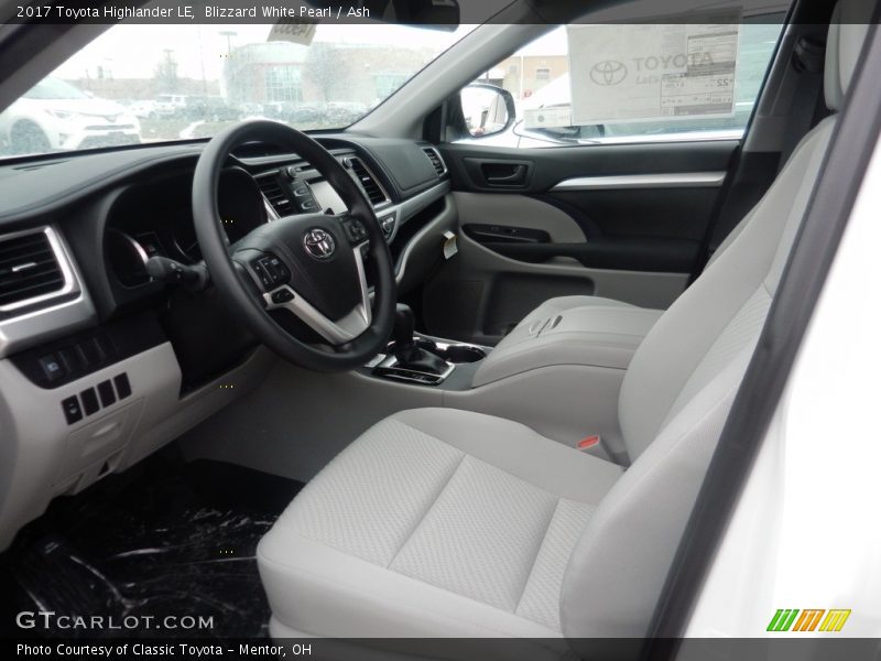 Front Seat of 2017 Highlander LE