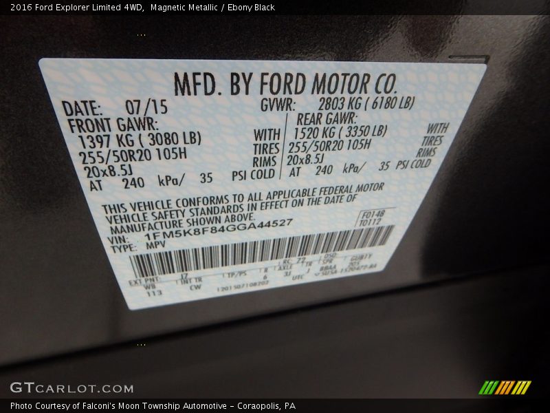 Magnetic Metallic / Ebony Black 2016 Ford Explorer Limited 4WD