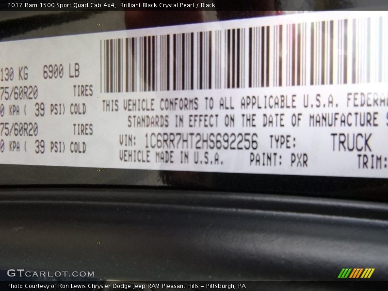Brilliant Black Crystal Pearl / Black 2017 Ram 1500 Sport Quad Cab 4x4