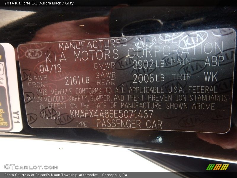 Aurora Black / Gray 2014 Kia Forte EX