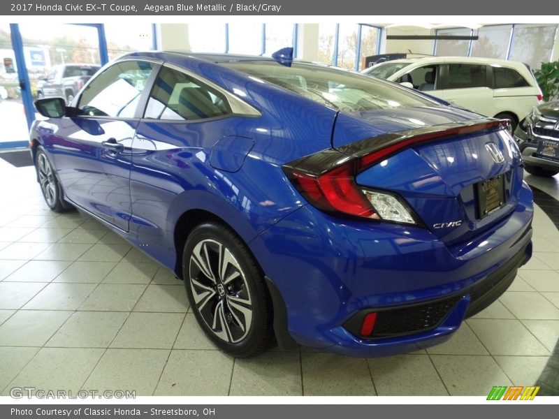Aegean Blue Metallic / Black/Gray 2017 Honda Civic EX-T Coupe