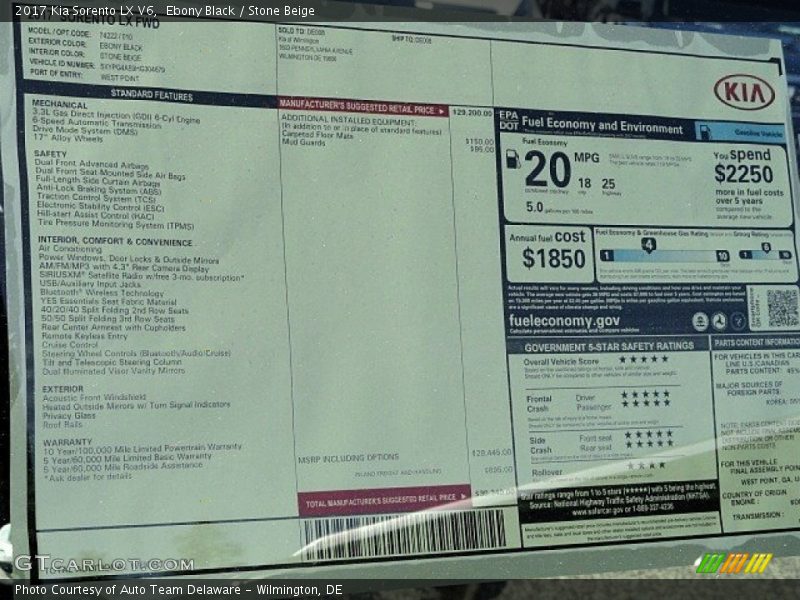 Ebony Black / Stone Beige 2017 Kia Sorento LX V6