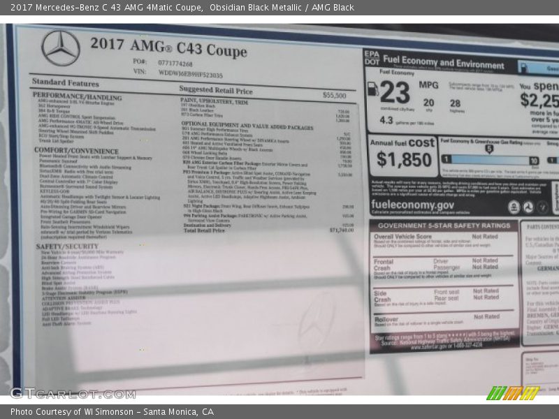 Obsidian Black Metallic / AMG Black 2017 Mercedes-Benz C 43 AMG 4Matic Coupe