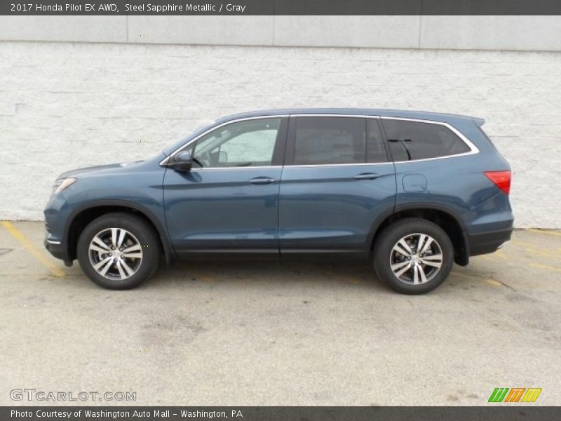 Steel Sapphire Metallic / Gray 2017 Honda Pilot EX AWD