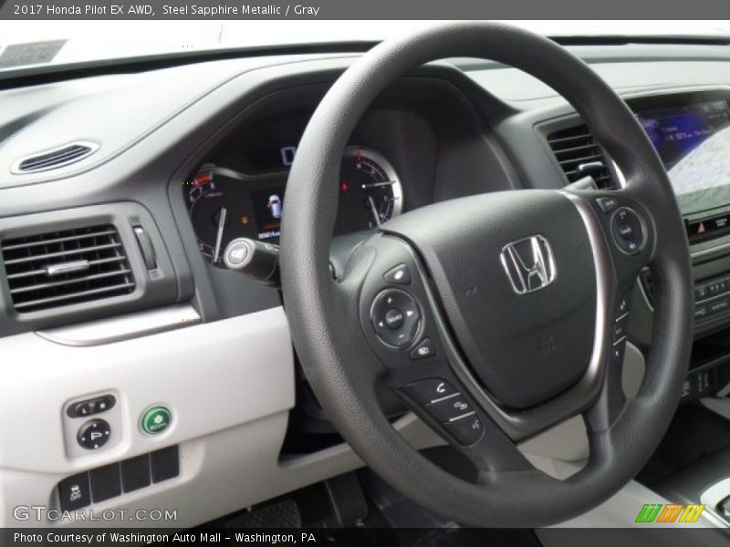 Steel Sapphire Metallic / Gray 2017 Honda Pilot EX AWD