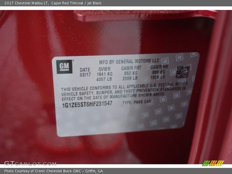 Cajun Red Tintcoat / Jet Black 2017 Chevrolet Malibu LT
