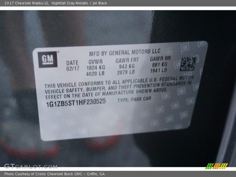 Nightfall Gray Metallic / Jet Black 2017 Chevrolet Malibu LS