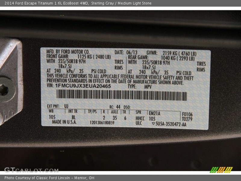 Sterling Gray / Medium Light Stone 2014 Ford Escape Titanium 1.6L EcoBoost 4WD