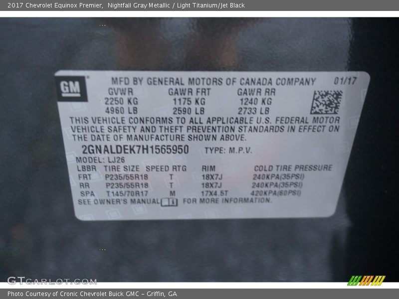 Nightfall Gray Metallic / Light Titanium/Jet Black 2017 Chevrolet Equinox Premier