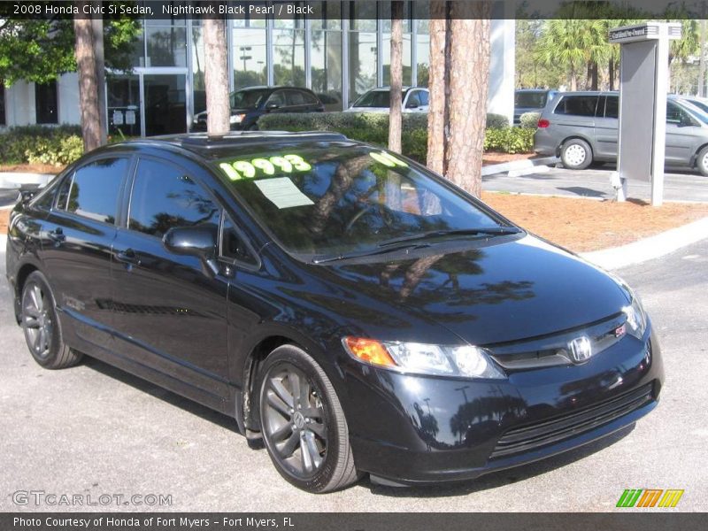 Nighthawk Black Pearl / Black 2008 Honda Civic Si Sedan