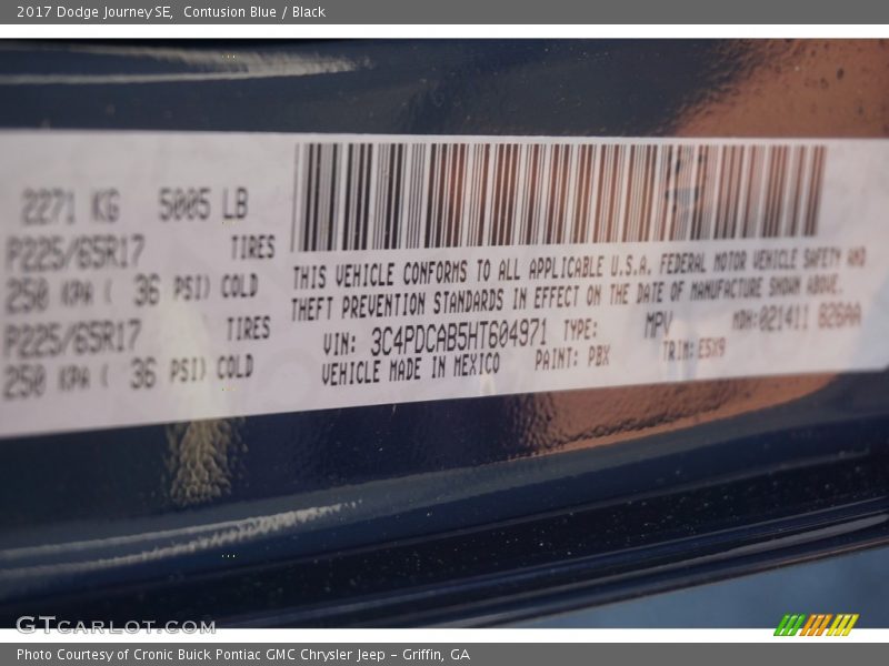 Contusion Blue / Black 2017 Dodge Journey SE