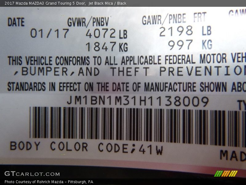 Jet Black Mica / Black 2017 Mazda MAZDA3 Grand Touring 5 Door