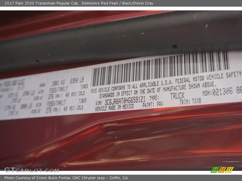 Delmonico Red Pearl / Black/Diesel Gray 2017 Ram 1500 Tradesman Regular Cab