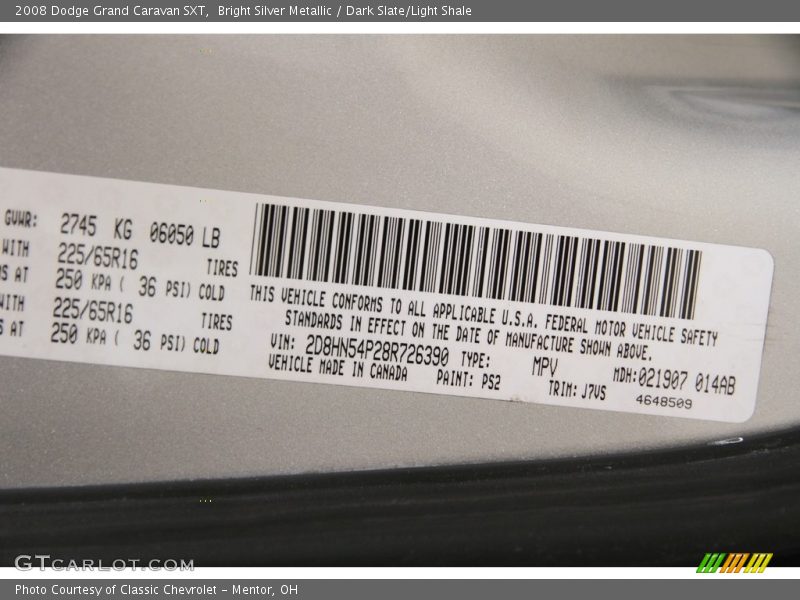 Bright Silver Metallic / Dark Slate/Light Shale 2008 Dodge Grand Caravan SXT