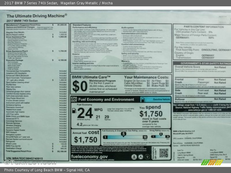 Magellan Gray Metallic / Mocha 2017 BMW 7 Series 740i Sedan