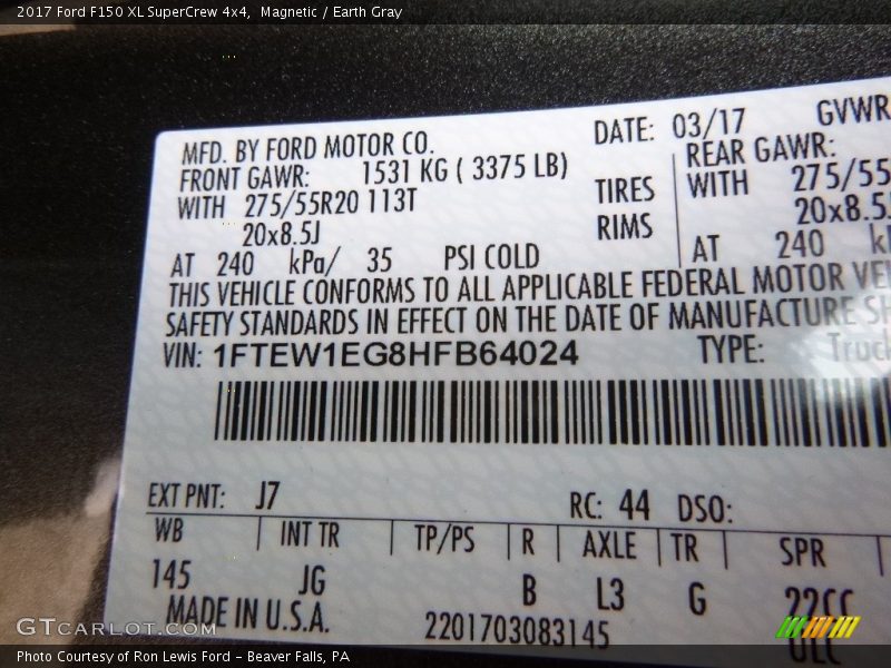 Magnetic / Earth Gray 2017 Ford F150 XL SuperCrew 4x4