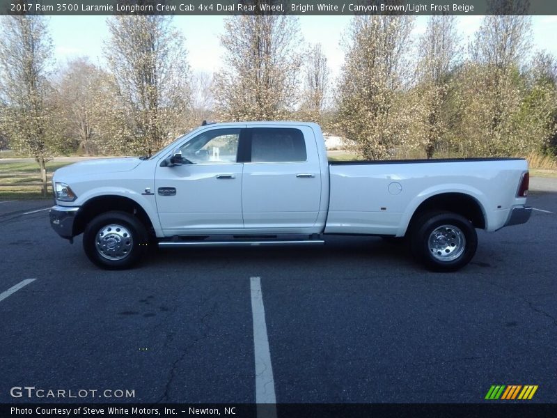 Bright White / Canyon Brown/Light Frost Beige 2017 Ram 3500 Laramie Longhorn Crew Cab 4x4 Dual Rear Wheel