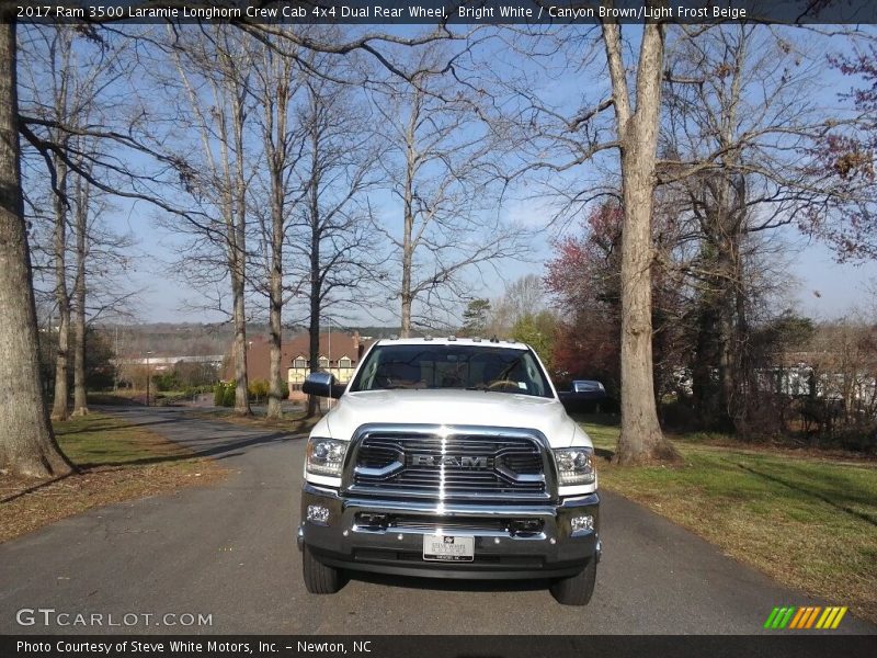 Bright White / Canyon Brown/Light Frost Beige 2017 Ram 3500 Laramie Longhorn Crew Cab 4x4 Dual Rear Wheel