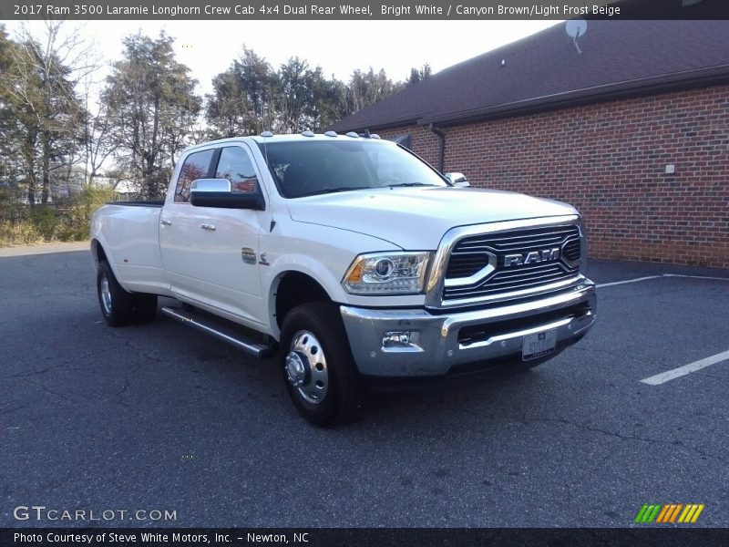 Bright White / Canyon Brown/Light Frost Beige 2017 Ram 3500 Laramie Longhorn Crew Cab 4x4 Dual Rear Wheel