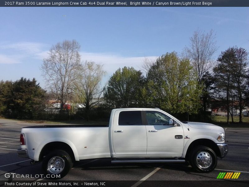 Bright White / Canyon Brown/Light Frost Beige 2017 Ram 3500 Laramie Longhorn Crew Cab 4x4 Dual Rear Wheel