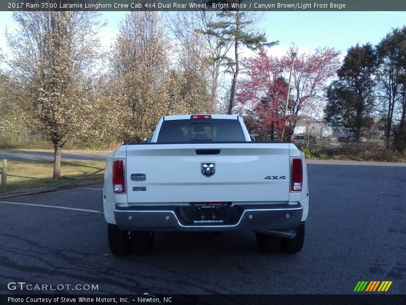 Bright White / Canyon Brown/Light Frost Beige 2017 Ram 3500 Laramie Longhorn Crew Cab 4x4 Dual Rear Wheel