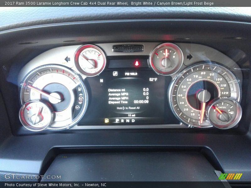 Bright White / Canyon Brown/Light Frost Beige 2017 Ram 3500 Laramie Longhorn Crew Cab 4x4 Dual Rear Wheel