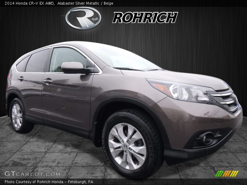 Alabaster Silver Metallic / Beige 2014 Honda CR-V EX AWD