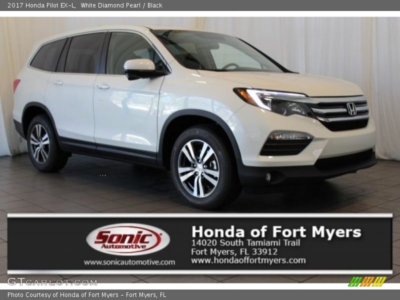 White Diamond Pearl / Black 2017 Honda Pilot EX-L