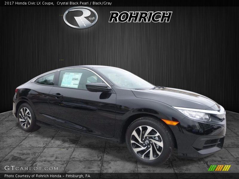 Crystal Black Pearl / Black/Gray 2017 Honda Civic LX Coupe