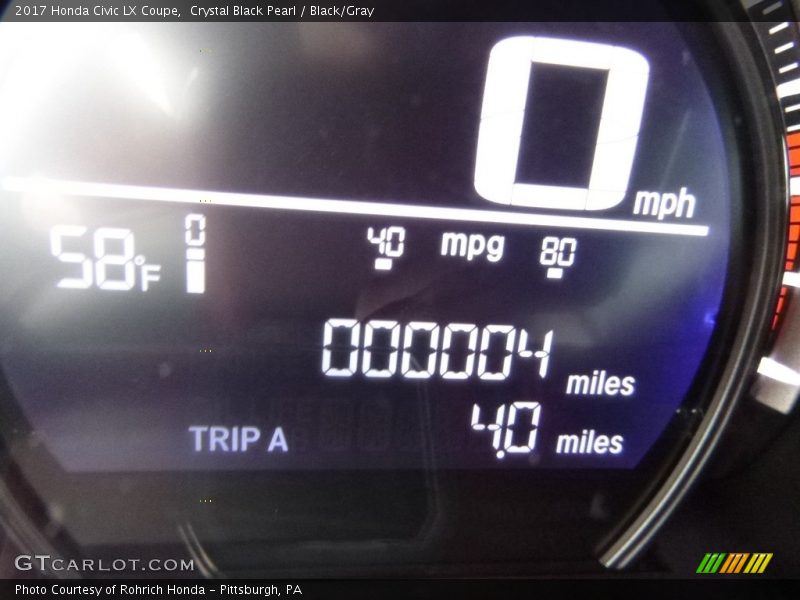 Crystal Black Pearl / Black/Gray 2017 Honda Civic LX Coupe