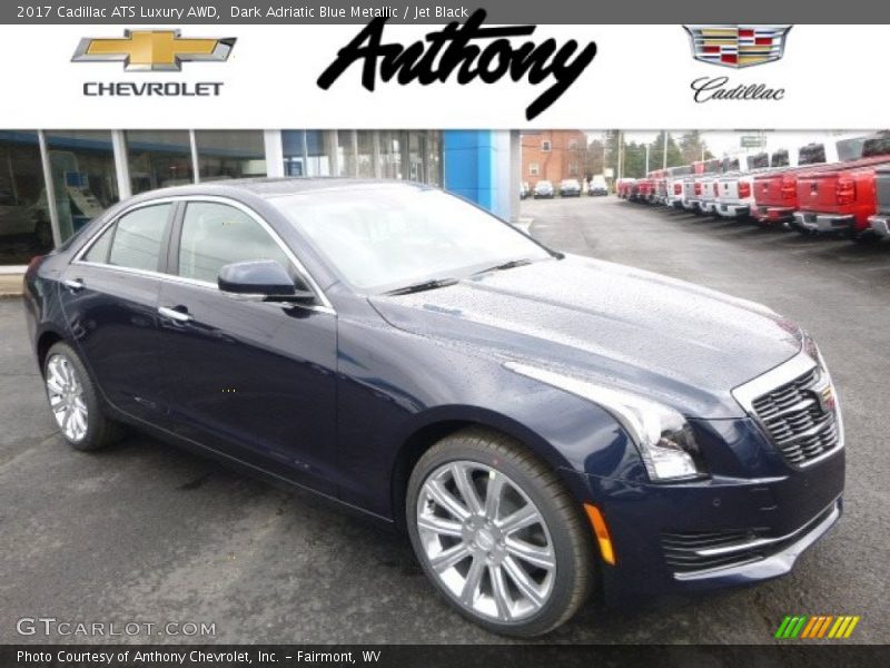 Dark Adriatic Blue Metallic / Jet Black 2017 Cadillac ATS Luxury AWD