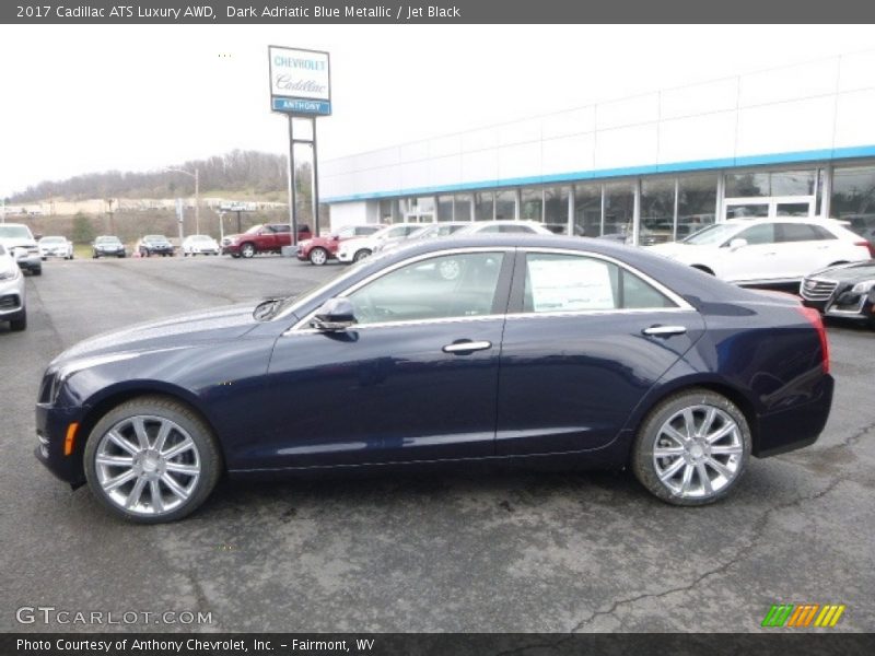 Dark Adriatic Blue Metallic / Jet Black 2017 Cadillac ATS Luxury AWD