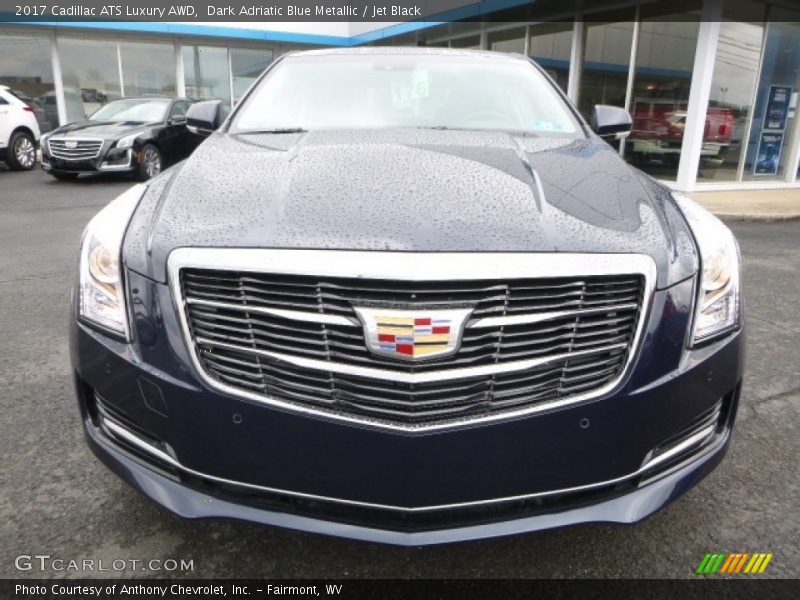 Dark Adriatic Blue Metallic / Jet Black 2017 Cadillac ATS Luxury AWD