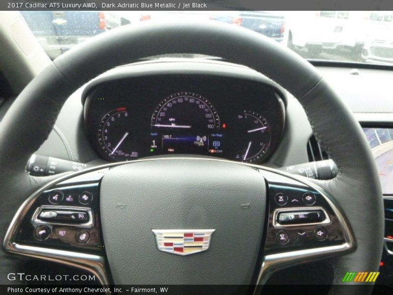 Dark Adriatic Blue Metallic / Jet Black 2017 Cadillac ATS Luxury AWD