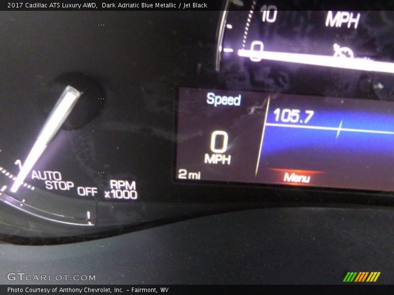 Dark Adriatic Blue Metallic / Jet Black 2017 Cadillac ATS Luxury AWD