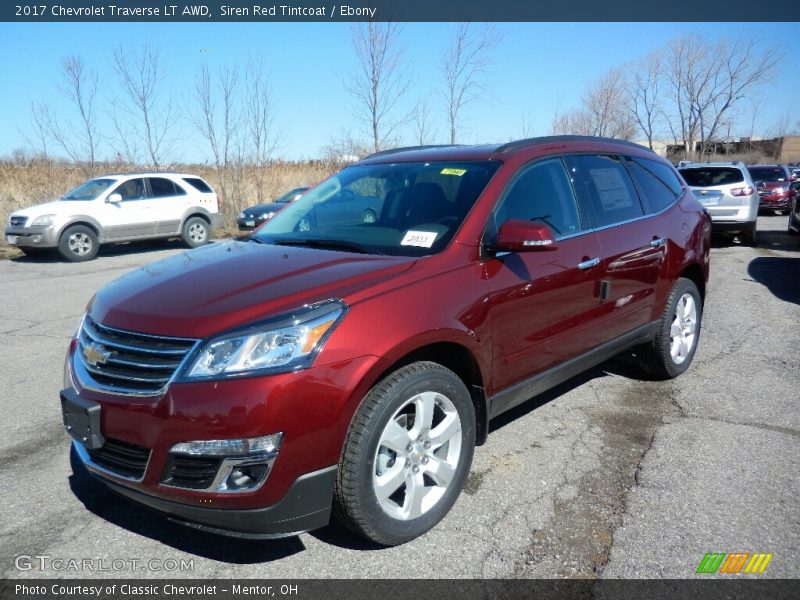 Siren Red Tintcoat / Ebony 2017 Chevrolet Traverse LT AWD