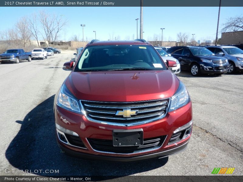 Siren Red Tintcoat / Ebony 2017 Chevrolet Traverse LT AWD