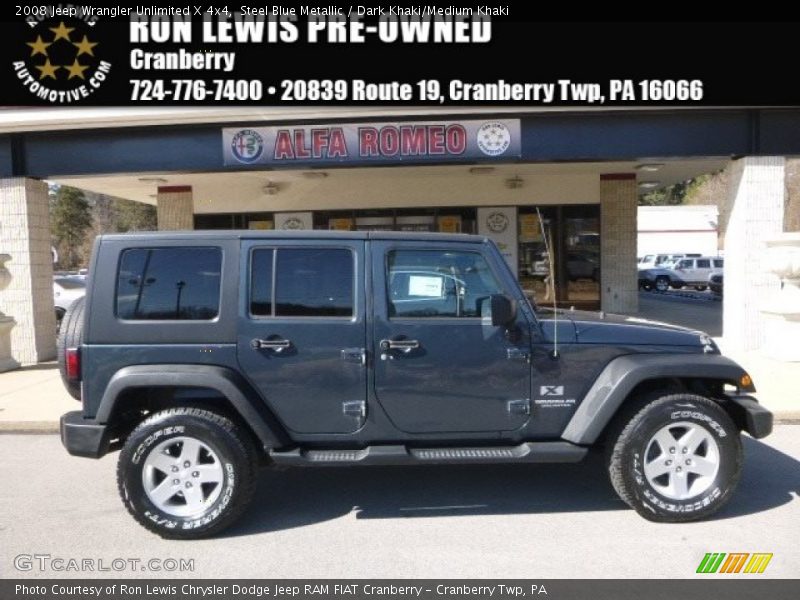 Steel Blue Metallic / Dark Khaki/Medium Khaki 2008 Jeep Wrangler Unlimited X 4x4