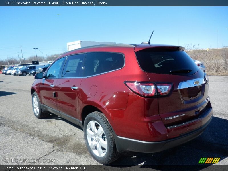 Siren Red Tintcoat / Ebony 2017 Chevrolet Traverse LT AWD