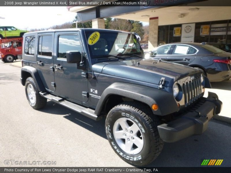 Steel Blue Metallic / Dark Khaki/Medium Khaki 2008 Jeep Wrangler Unlimited X 4x4