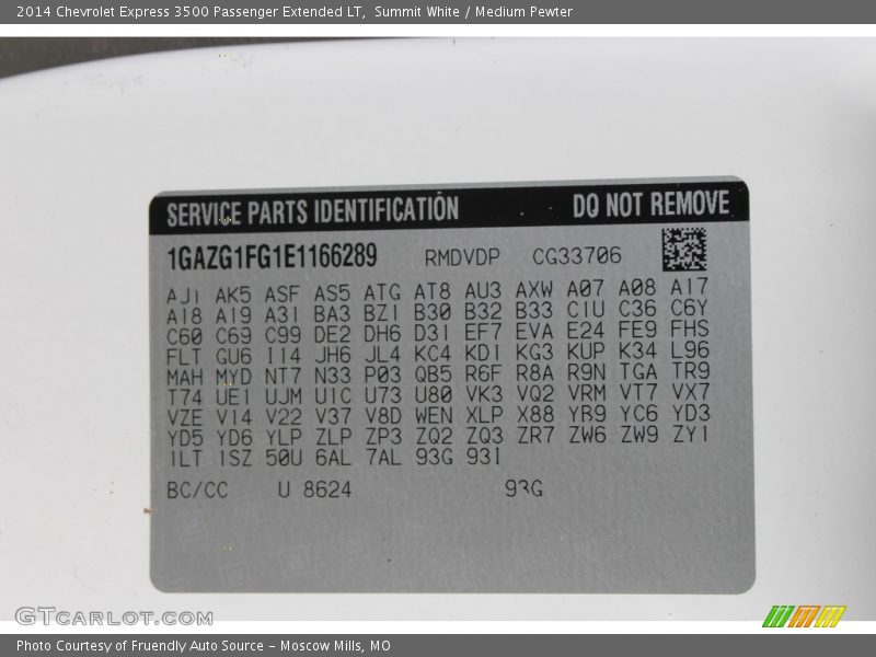 Summit White / Medium Pewter 2014 Chevrolet Express 3500 Passenger Extended LT