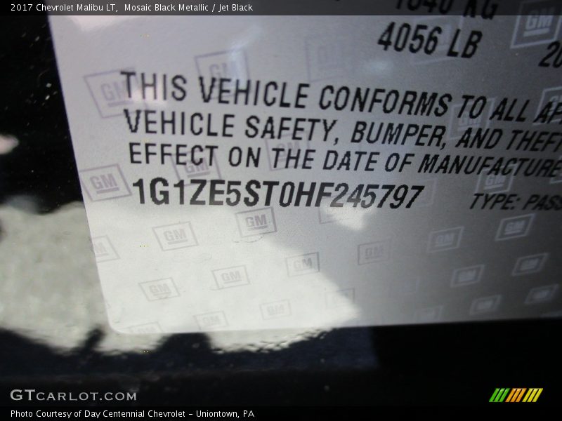 Mosaic Black Metallic / Jet Black 2017 Chevrolet Malibu LT