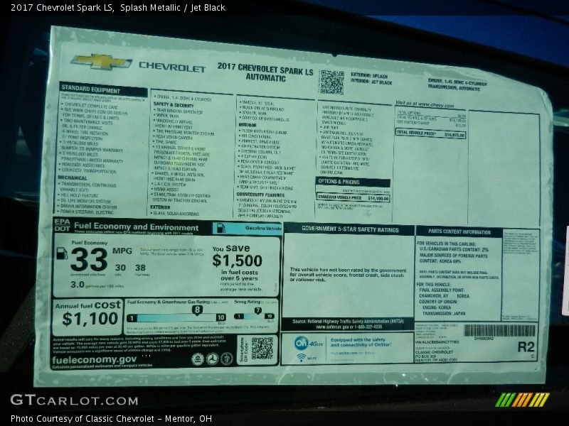 Splash Metallic / Jet Black 2017 Chevrolet Spark LS