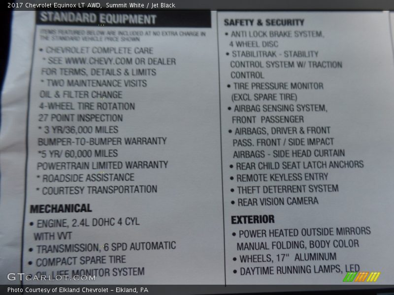 Summit White / Jet Black 2017 Chevrolet Equinox LT AWD
