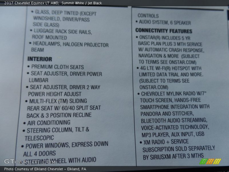 Summit White / Jet Black 2017 Chevrolet Equinox LT AWD