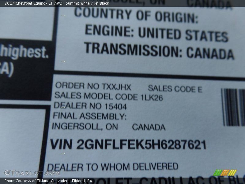 Summit White / Jet Black 2017 Chevrolet Equinox LT AWD