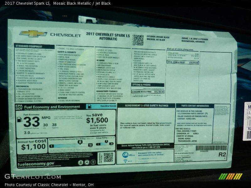 Mosaic Black Metallic / Jet Black 2017 Chevrolet Spark LS