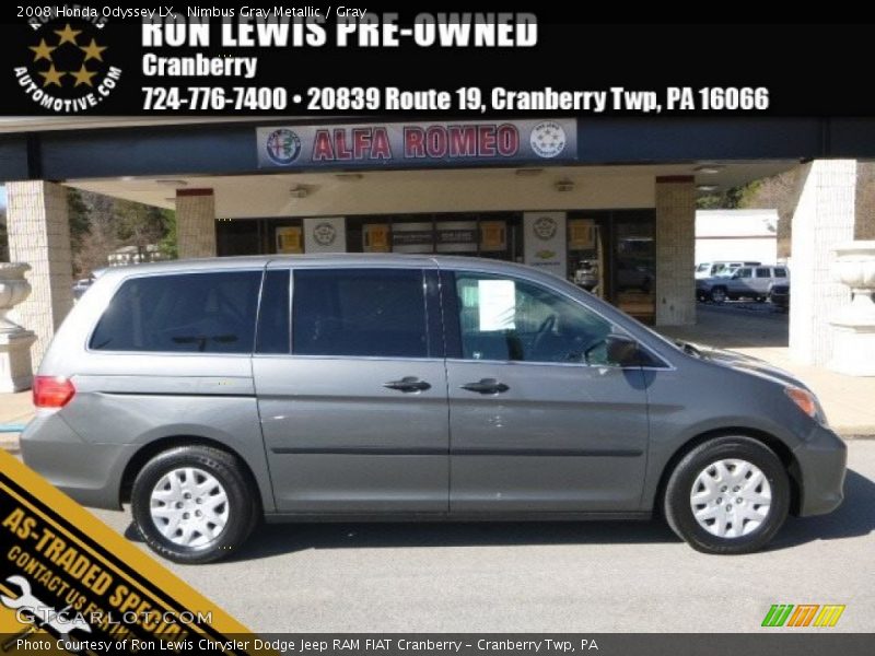 Nimbus Gray Metallic / Gray 2008 Honda Odyssey LX